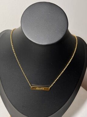 Gold 'Dream' Bar Necklace for Women - Inspirational Everyday Pendant